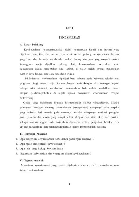 Contoh Latar Belakang Laporan Kewirausahaan