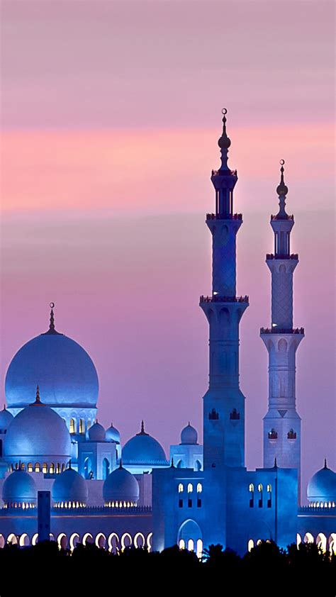 Wallpaper Sheikh Zayed Mosque Abu Dhabi Sky Sunset 4k Architecture
