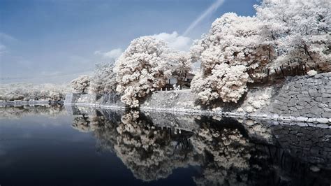 Download Wallpaper Japan Coast River Stone Trees Landscape Sky By