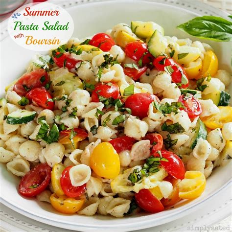 There are cold pasta salads with mayo and others with no mayo. Summer Pasta Salad with Boursin - Simply Sated