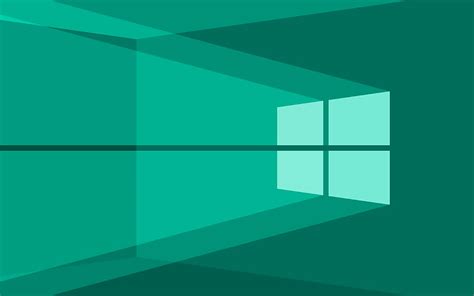 Windows 10 turquoise logo, turquoise abstract background, minimalism ...