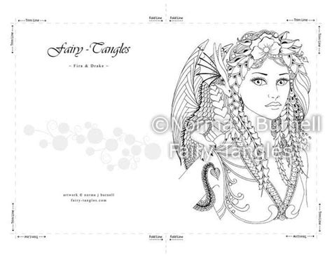 Printable Fairy Tangles Greeting Cards To Color Norma Burnell Etsy