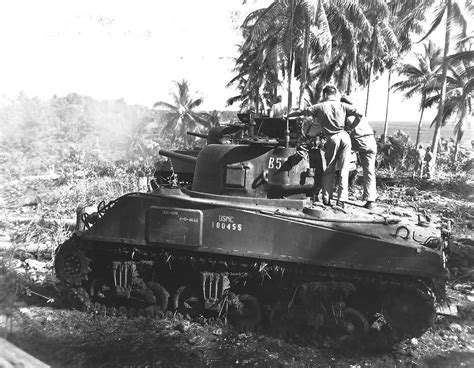 Marine M4 Sherman Medium Tanks Ready For Action World War Photos