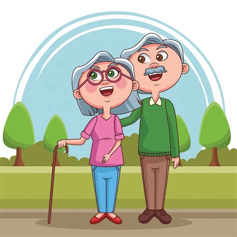 Dibujos Animados De Pareja De Abuelos Vector Premium