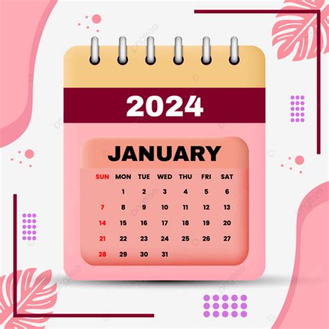 Kalender Januari 2024 2024 Kalender Tahun Baru Png Dan Vektor Dengan