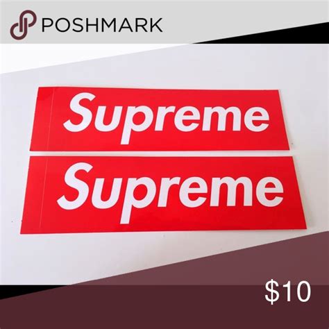 Two Red Stickers That Say Supreme And 10