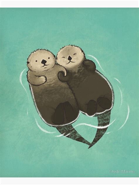 Significant Otters Otters Holding Hands Art Print By Studiomarimo