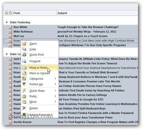 Outlook Rss Feeds Easily Mark All As Read Or Unread