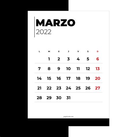 📆 Calendario Marzo 2022 Pdf Gratis Para Imprimir
