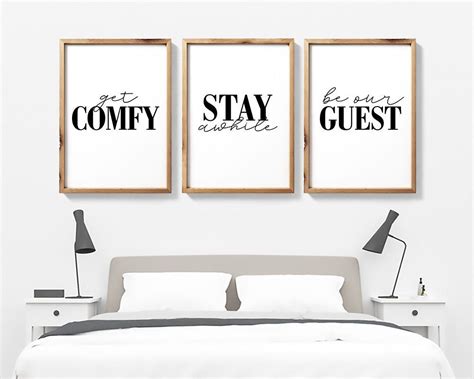 Be Our Guest 3 Piece Wall Art Stay Awhile Quote Art Get Comfy