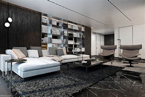 Luxury Apartment With Dark Modern Interior Design Download 3d Models