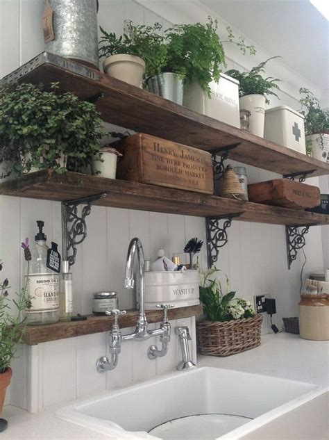Open Shelving Farmhouse Country Kitchen Rustic Kitchen Wooden