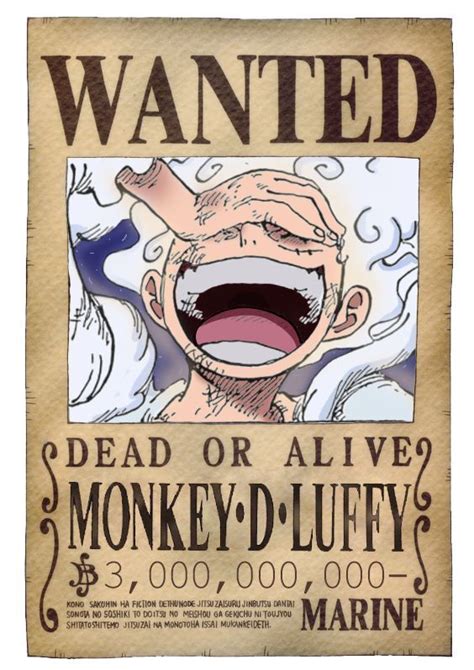 One Piece New Bounty Bounty Poster Monkey D Luffy Billion Berries Monkey D Luffy