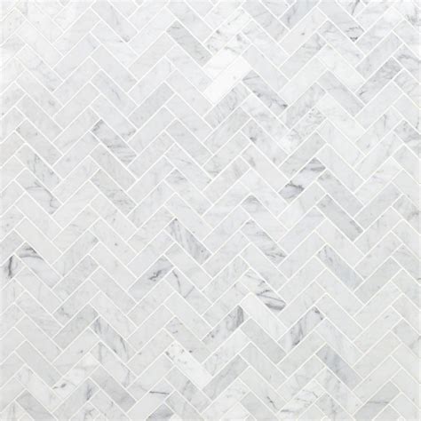 Carrara White Herringbone 1x3 Mosaic Polishedhoned Tilezz