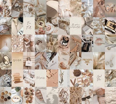 Beige Wall Collage Kit Aesthetic Boujee 1 Classy Glam Photo Collage