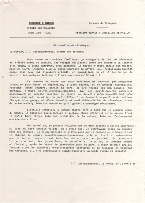 Brevet Exemple De Sujet De Reflexion