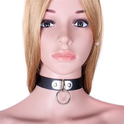 Classic Black Pu Leather Soft Sex Collar Neck Bondage Harness Necklace