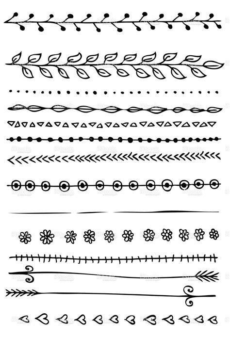 Hand Drawn Line Border Set Stock Vector Art 17839324 Istock Doodle