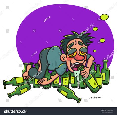 Cartoon Drunk Guy Lying On Alcohol Stock Vector Royalty Free 319543016 Shutterstock