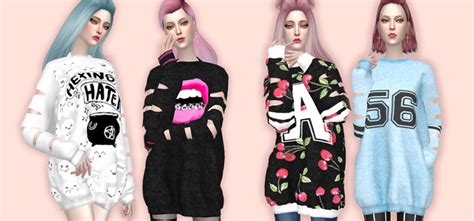 Sims 4 Cc Oversized Shirts Sweaters And Hoodies Fandomspot