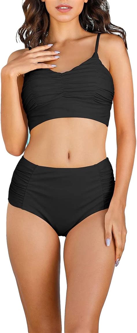 Adigaber Women S High Waisted Bikini Set Push Up Bikini Swimsuit Tummy