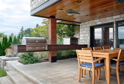 We had a small outdoor undercover space to fit a gas grill or an aussie bbq (4 burner but you can fit as many as you like) & a bar fridge. Luxury Outdoor Trends for 2014