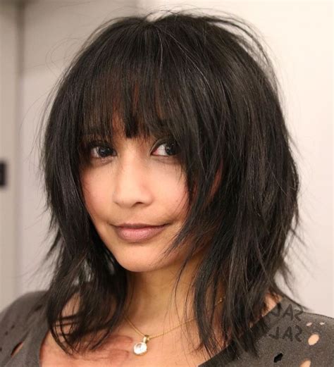 20 Collection Of Razored Black Shag Haircuts With Bangs