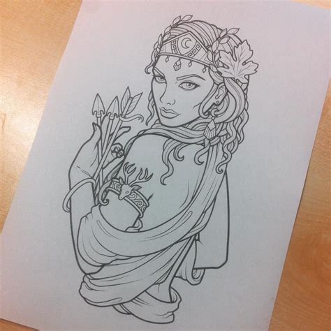 Work In Progress Of A Tattoo Of Artemis For Sam Phillips