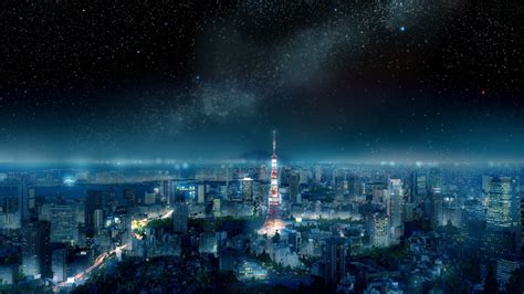 4k Anime Nightscape Tokyo City Stars By Advarcher