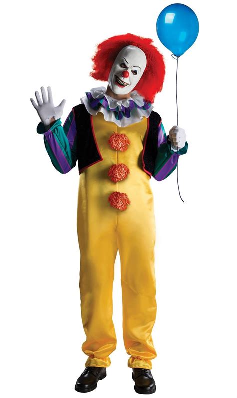 Mens Adult Deluxe Pennywise Costume It Killer Evil Clown Halloween