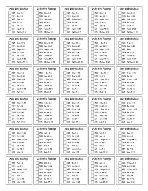 Printable Bible Reading Plan Weekly By Section E