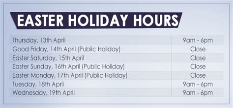 Easter Opening Hours Mwave