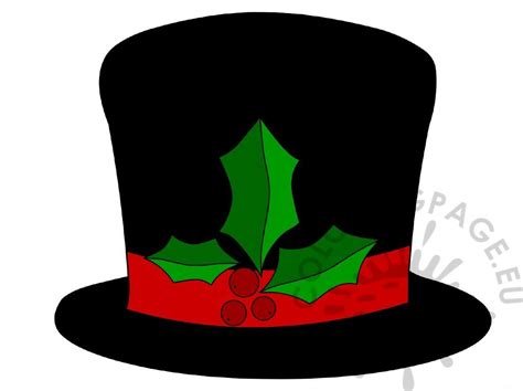 Free printable santa hat coloring page for kids that you can print out and color. Snowman Hat with Holly image - Coloring Page