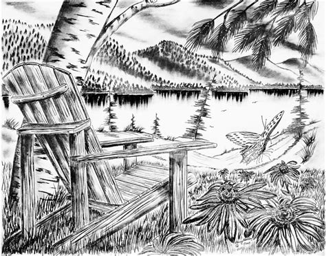 Adirondack Afternoon Symphony Drawing By Rodney Allen Bentley