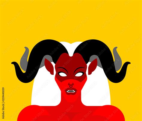 Female Demon With Horns Face Woman Devil Succubus Red Lady Satan
