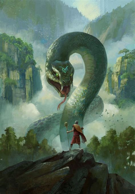 Green Snake By Yamio Zh大蛇 Fantasy Creatures Art Creature Concept Art