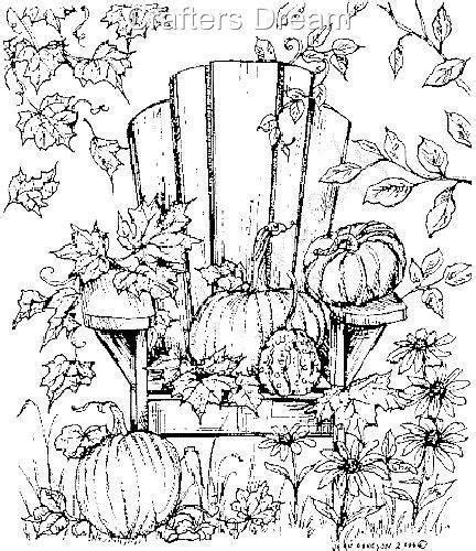 Download and print these free adult landscapes coloring pages for free. Adirondack Chair With Pumpkin Trees Leaves Fall Scene ...
