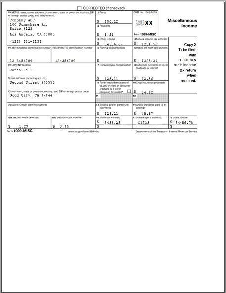 Sample 1099 misc forms printed ez1099 software