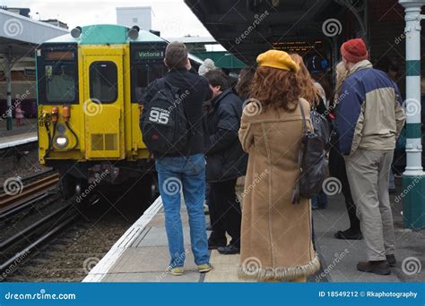 Passengers Waiting For A Train Editorial Photography Image 18549212