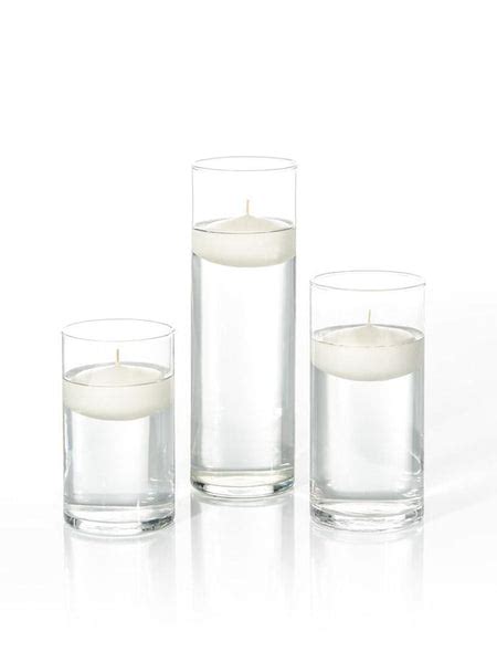 3 Floating Candles And Cylinder Vases Set Of 18 Yummicandles