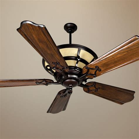 The most common bronze ceiling fan material is metal. 54" Craftmade Hathaway Oiled Bronze Ceiling Fan ...