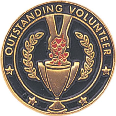 Outstanding Volunteer Enameled Round Pin Trophy Depot