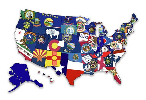 Usa States Flags Map Photograph By Ricky Barnard Pixels