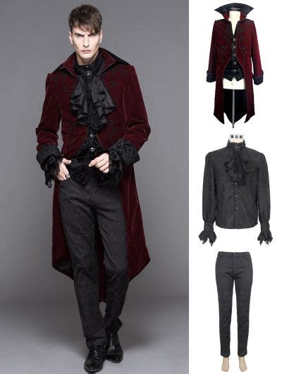 Wine Red Gothic Palace Style Suit Vampire Clothes Victorian Mens