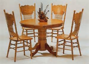 Take this pub table set for example, featuring: round table and chairs | Single pedestal wood round dining ...