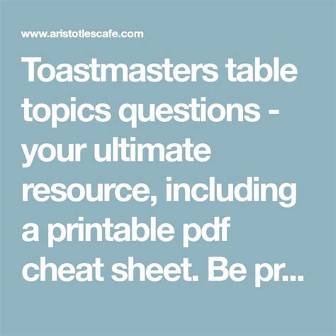 Toastmasters table topics questions - your ultimate resource, including