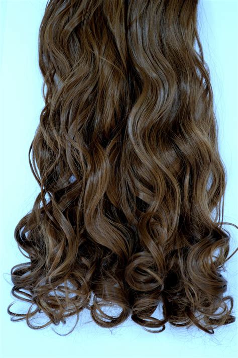 22 Clip In Hair Extensions Curly Light Ash Brown 10 Full Head 8pcs Ebay