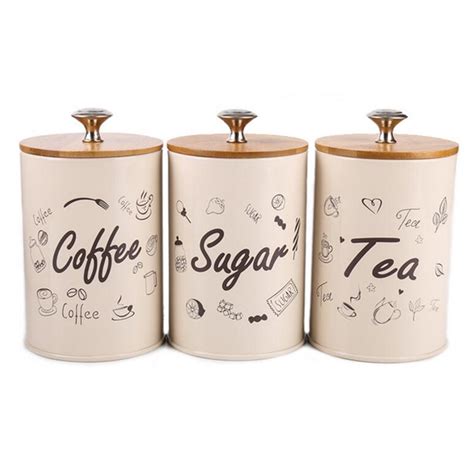 3pcs Retro Tea Coffee Sugar Kitchen Storage Container Canisters Jars
