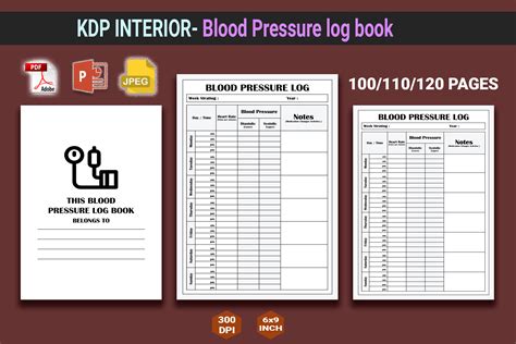Blood Pressure Log Book Kdp Interior Grafika Przez Csm Press House