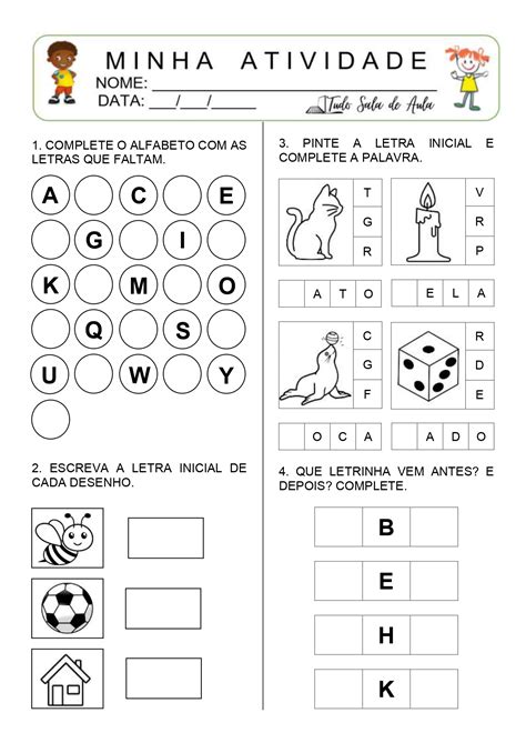Atividades De Reforço 1 Ano Alfabeto